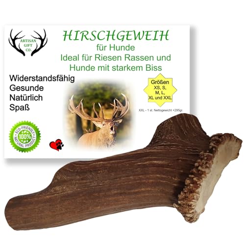 ARTISAN GIFT CO Hundesnack Rothirsch Geweih Kausnack -100% Natürlicher - Mindestgewicht 295 Gramm (XXL - 1 stück) von ARTISAN GIFT CO