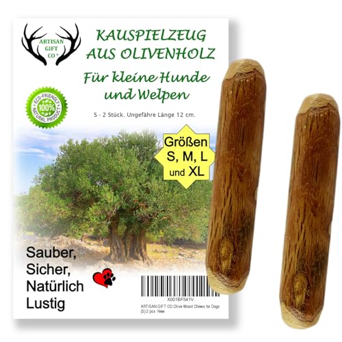 ARTISAN GIFT CO Olivenholz Kauspielzeug für Hunde 100% Natürliches (S-12 cm) Sparpaket 2 Stück von ARTISAN GIFT CO