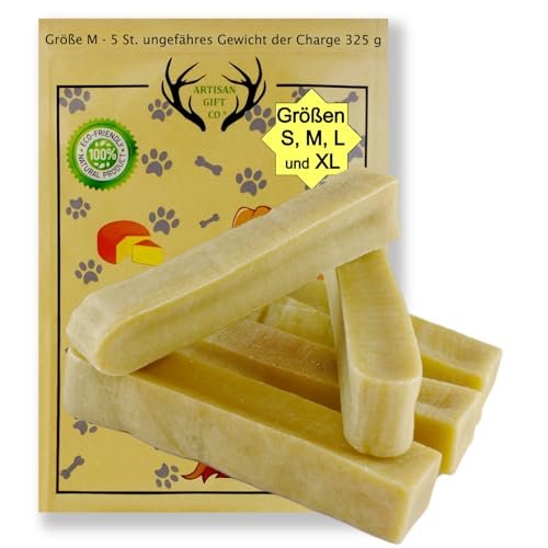 ARTISAN GIFT CO Kaustab aus Harkäse für Hunde und Welpen/Himalaya (Yak) Knochen / 100% natürlicher - Gewicht der Charge 325g. (5 stück (1er Pack), M.) von ARTISAN GIFT CO