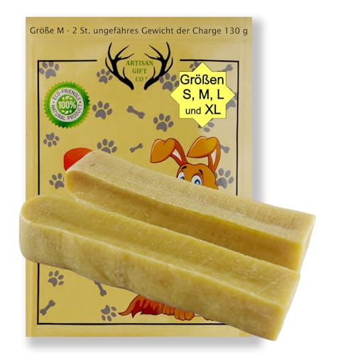 ARTISAN GIFT CO Kaustab aus Harkäse für Hunde und Welpen/Himalaya (Yak) Knochen / 100% natürlicher - Gewicht der Charge 130g. (2 stück (1er Pack), M) von ARTISAN GIFT CO