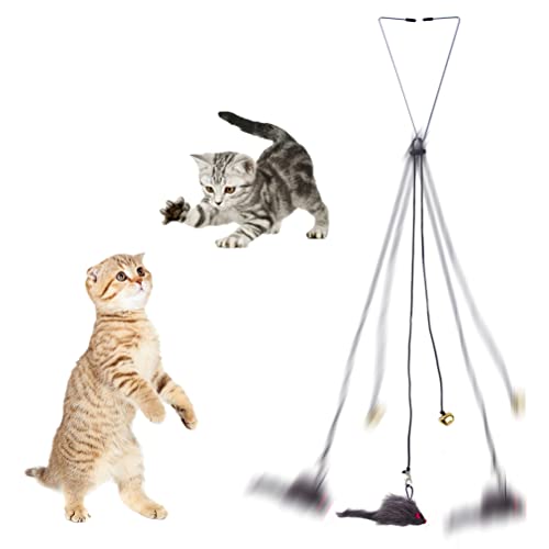 ARTOCT Automatisches Katzenspielzeug mit verstellbarem elastischem Seil, stressabbauendes Tür-Hängemäuse-Katzenspielzeug, Haustier-Spielzeug-Türfenster-Hängemäuse, selbstspielendes von ARTOCT