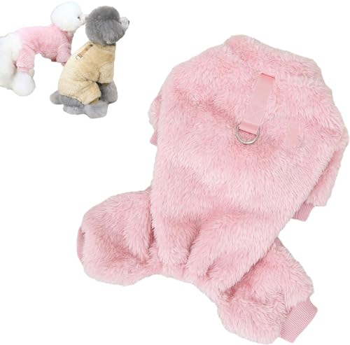 ARTSIM Fleece Pet Elastic Jumpsuit with Pull Ring, Fleece Dog Sweater, Warmer Hundeschlafanzug für kleine Hunde und Katzen, Welpen Onesie, Weaters für kleine Hunde und Katzen (L,Rosa) von ARTSIM