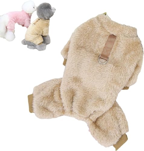 ARTSIM Fleece Pet Elastic Jumpsuit with Pull Ring, Fleece Dog Sweater, Warmer Hundeschlafanzug für kleine Hunde und Katzen, Welpen Onesie, Weaters für kleine Hunde und Katzen (M,Braun) von ARTSIM