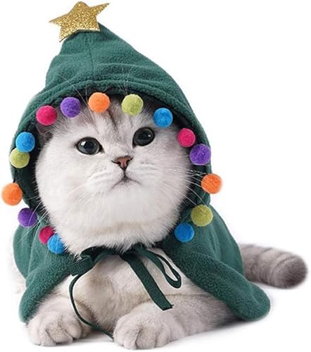 ARTSIM Hundekostüm Weihnachten, Haustier Weihnachtsumhang, Weihnachts Katze Kleidung, Warmer Wintermantel für Haustier, Hund Katze Hoodie Weihnachts für Warmer Herbst Wintermantel (L,Grün) von ARTSIM