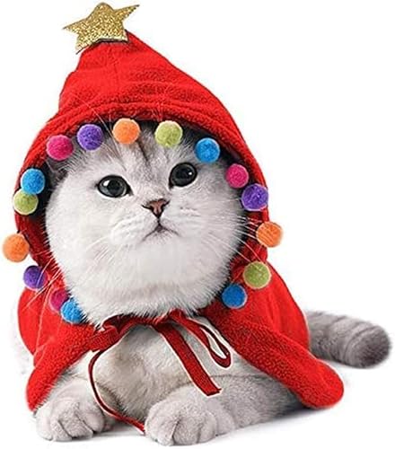 ARTSIM Hundekostüm Weihnachten, Haustier Weihnachtsumhang, Weihnachts Katze Kleidung, Warmer Wintermantel für Haustier, Hund Katze Hoodie Weihnachts für Warmer Herbst Wintermantel (L,Rot) von ARTSIM