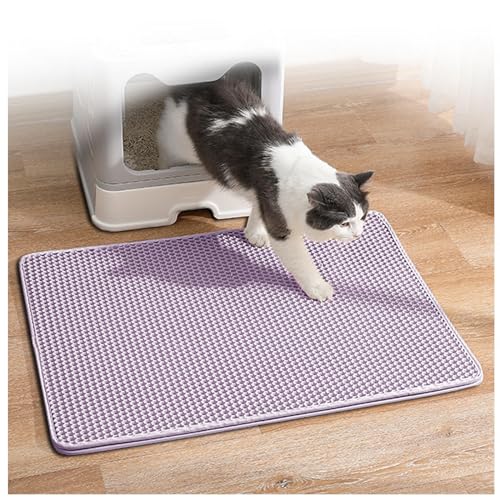 Matte Katzentoilette Katzenmatte,Waben Doppelschicht Design, Zaubermatte Katze Urin-und Wasserdichtes Material,Easy Clean Streukontrolle, Matte Katzentoilette,Purple-M von ARTSIM