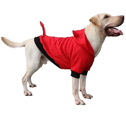 ARUNNERS Little Devil Weihnachtskostüme für extra große Hunde, Dämonen-Hoodies, Labrador, Rottweiler, Deutsche Dogge, Rot, Größe 5XL von ARUNNERS