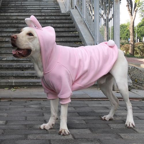 ARUNNERS Weihnachtshasenkostüm für Hunde, Größe XL, Hasen-Kapuzenpullover für Ostern, Halloween, Labrador, Rottweiler, Deutsche Dogge, Rosa, Größe 6XL von ARUNNERS