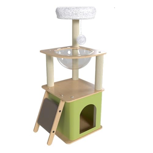 ARVALOLET Green Cat Tree mit Katzen-Eigentumswohnungen Katzenkratzer Raumkapsel mehrschichtige Katzen Türme mit Plüsch-Sprungplattform hängende Kugelkatze Turm-Katze Kratzpfosten for Katzens von ARVALOLET