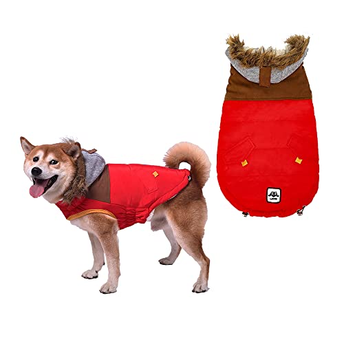 Hundemantel für Kleine Hunde, Wasserdichter Warmer Hund Wintermantel, Hundejacke, Hunderegenmantel Wasserdicht Grosse Hunde, Regenmantel Hund für Große Mittelgroße Kleine Hunde (Rot, 3XL) von ARVOV