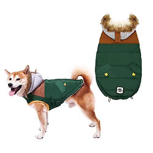 Hundemantel für Kleine Hunde, Wasserdichter Warmer Hund Wintermantel, Hundejacke, Hunderegenmantel Wasserdicht Grosse Hunde, Regenmantel Hund für Große Mittelgroße Kleine Hunde (Grün, M) von ARVOV