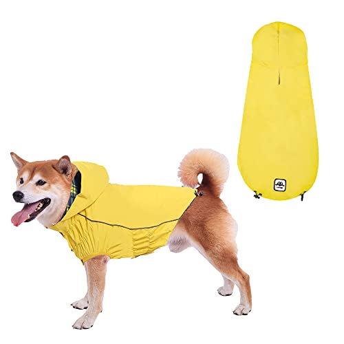 Hunderegenmantel, Regenmantel Hund Wasserdicht, Hunderegenmantel Wasserdicht Kleine Hunde, Hunderegenmantel Wasserdicht, Hunde Regenmantel, Hunde Hoodie, Hund Regenmantel (Gelb, L) von ARVOV