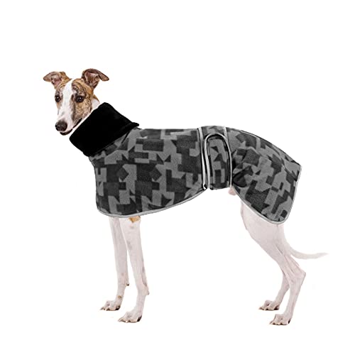 Whippet Winterpullover aus Fleece für Windhunde, warmes Fleece-Futter und verstellbare Bänder, für mittelgroße und große Hunde, Grau von ARVOV