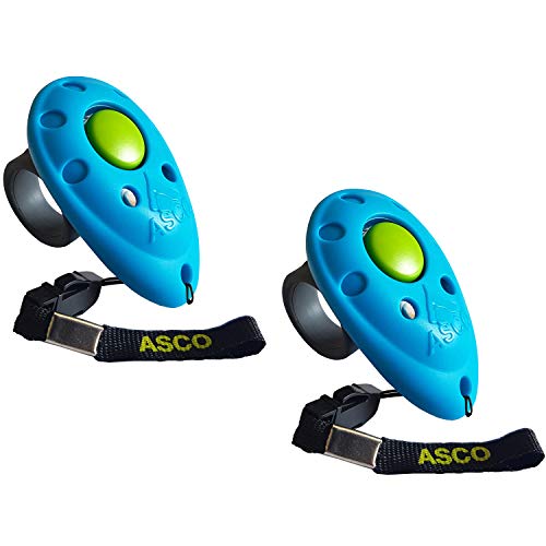 ASCO 2X Premium Clicker, Finger Clicker für Clickertraining, Hunde Katzen Pferde Profi Clicker, Hundetraining Klicker blau AC04F, 2 Stück von ASCO