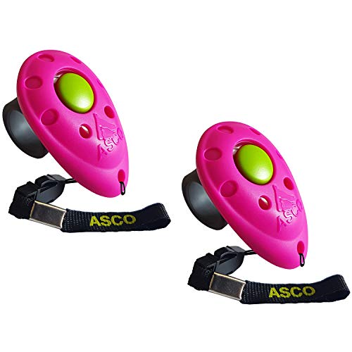 ASCO 2X Premium Clicker, Finger Clicker für Clickertraining, Hunde Katzen Pferde Profi Clicker, Hundetraining Klicker pink AC08F, 2 Stück von ASCO