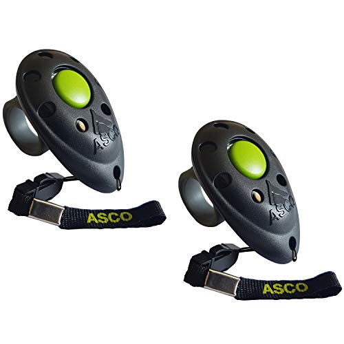 ASCO 2X Premium Clicker, Finger Clicker für Clickertraining, Hunde Katzen Pferde Profi Clicker, Hundetraining Klicker schwarz AC01F, 2 Stück von ASCO