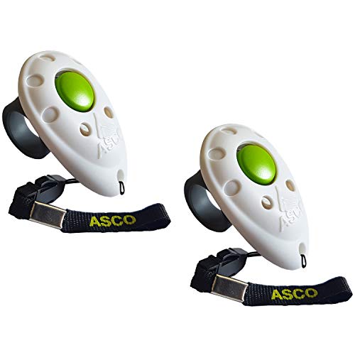 ASCO 2X Premium Clicker, Finger Clicker für Clickertraining, Hunde Katzen Pferde Profi Clicker, Hundetraining Klicker weiß AC05F, 2 Stück von ASCO