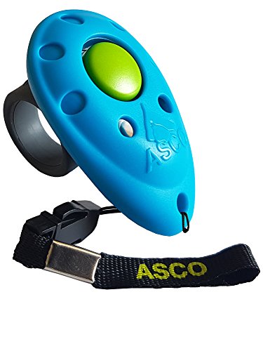 ASCO Finger Clicker, Premium Clicker für Clickertraining, Hunde Katzen Pferde Profi-Clicker, Hundetraining Klicker, blau, ASCO-04F von ASCO