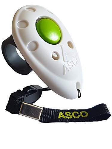 ASCO Finger Clicker, Premium Clicker für Clickertraining, Hunde Katzen Pferde Profi-Clicker, Hundetraining Klicker, weiß, AC05F von ASCO