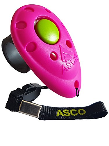 ASCO Finger Clicker, Premium Clicker für Clickertraining, Hunde Katzen Pferde Profi-Clicker, Hundetraining Klicker, pink, ASCO-08F von ASCO