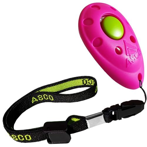 ASCO Premium Clicker, Hunde und Katzen Klicker für professionelles Clickertraining mit Stretcharmband, pink, ASCO-08PA von ASCO