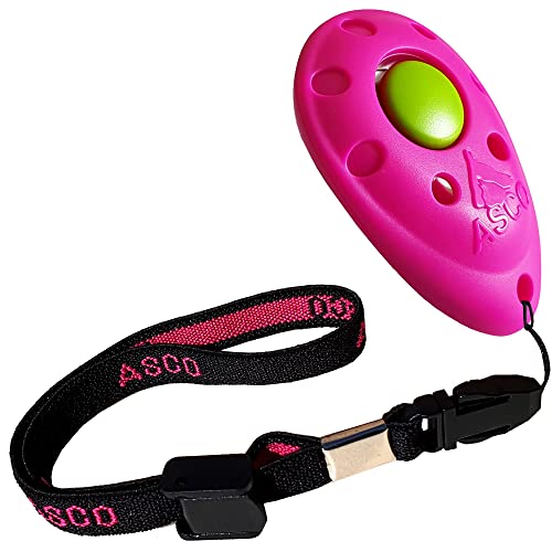 ASCO Premium Clicker, Hunde und Katzen Klicker für professionelles Clickertraining mit Stretcharmband, pink, ASCO-08PA von ASCO