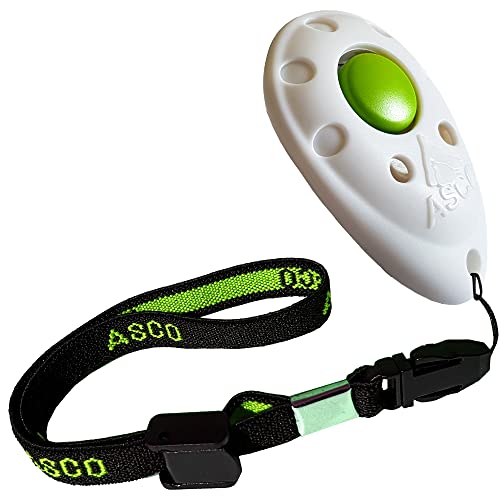 ASCO Premium Clicker, Hunde und Katzen Klicker für professionelles Clickertraining mit Stretcharmband, weiß, ASCO-05PA von ASCO