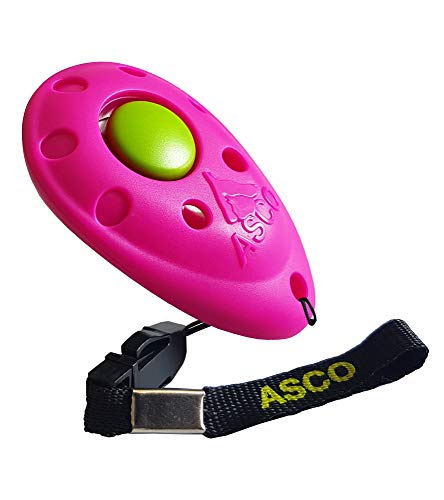 ASCO Premium Clicker für Clickertraining, Hunde Katzen Pferde Profi Clicker, Hundetraining Klicker, pink, ASCO-08P von ASCO