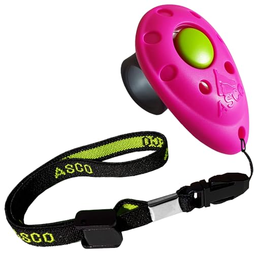ASCO Premium Finger Clicker mit elastischer Handschlaufe für Clickertraining, Hunde Katzen Pferde Profi-Clicker, Hundetraining Klicker pink AC08FA von ASCO