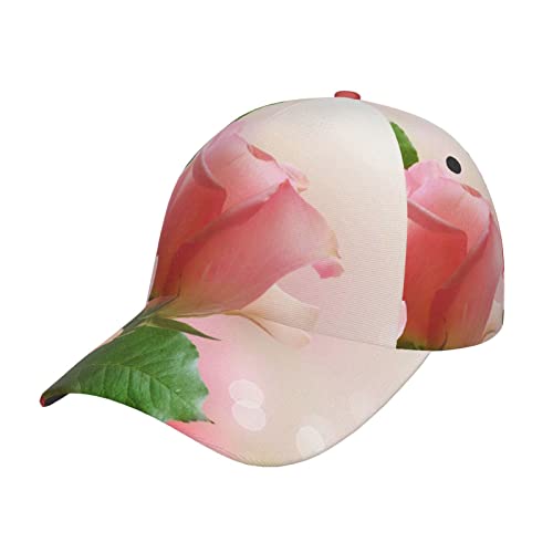 ASEELO Baseballkappe mit flachem Visier und Fasanen-Motiv, verstellbar, lässiger Hut, Rosa Rosen, Einheitsgröße von ASEELO