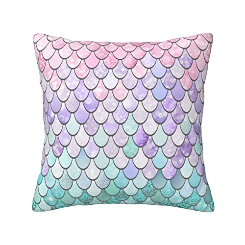 ASEELO Meerjungfrau Pastellrosa Lila Aqua Teal Kissenbezüge, dekorative Kissenbezüge Fall Meerjungfrau Pastellrosa Lila Aqua Teal Quadratisch Kissenbezüge für Sofa Couch Bett Stuhl Auto von ASEELO