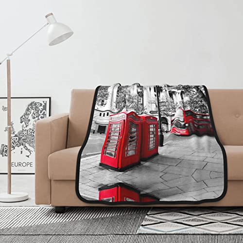 ASEELO Telefonzelle Fleece-Überwurfdecke, doppelseitig, superweich, für Schlafzimmer, Einzelbett, Sofa, Couch, 102 x 127 cm von ASEELO