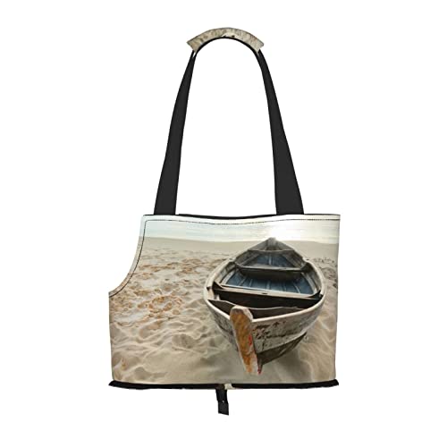 Boot, Strand, Sonnenaufgang, Zeit, nautische Haustier-Reise-Handtasche, Hunde-Geldbörse, Haustier, kleine Hunde-Geldbörse, tragbar und sicher, bequem und schön. von ASEELO