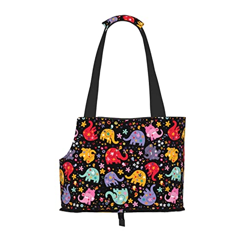 Bunte Elefanten-Haustier-Schultertasche für Haustiere, tragbar, faltbar, Handtasche für kleine Haustiere, Outdoor, Einkaufen, Reisen von ASEELO