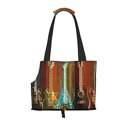 Gitarrenkunst Haustier-Reisehandtasche, Hundebörse, Haustiertasche, kleine Hundegeldbörse, tragbar und sicher, bequem und schön. von ASEELO