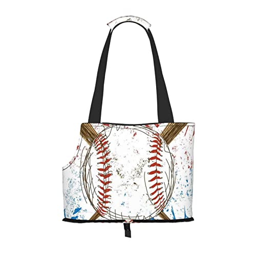 Handgezeichnete Baseballschläger und Ball, Haustier-Reisehandtasche, Hundebörse, Haustier, kleine Hundegeldbörse, tragbar und sicher, bequem und schön. von ASEELO