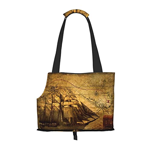 Haustier-Reisehandtasche mit nautischem Segelpiraten-Motiv, Hunde-Geldbörse, Haustier, kleine Hunde-Geldbörse, tragbar und sicher, bequem und schön. von ASEELO