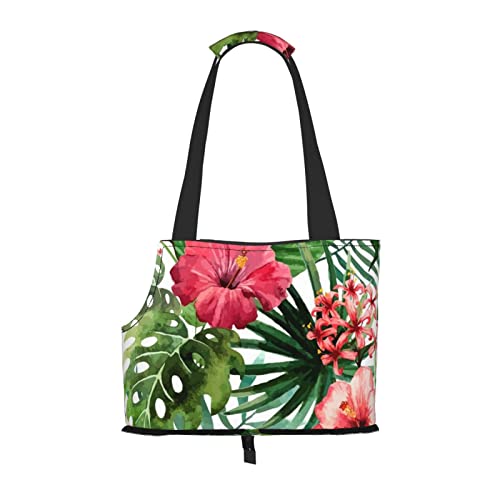 Hibiskus Blumen Haustier Schultertasche Haustier Handtasche Tragbare Faltbare Haustier Sling Tragetasche Handtasche für kleine Haustiere Outdoor Einkaufen Reisen von ASEELO