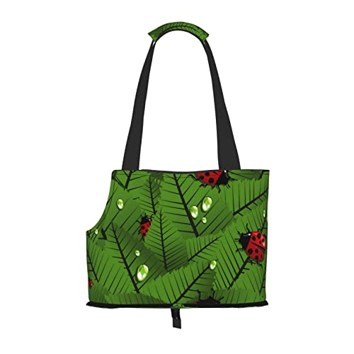 Leaves and Ladybugs Haustier-Schultertasche, Haustier-Handtasche, tragbar, faltbar, Handtasche für kleine Haustiere, Outdoor, Einkaufen, Reisen von ASEELO