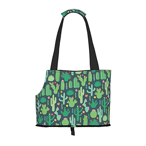 Niedlicher Kaktus, nahtlose Illustration, Haustier-Schultertasche, Haustier-Handtasche, tragbar, faltbar, Handtasche für kleine Haustiere, Outdoor, Einkaufen, Reisen von ASEELO