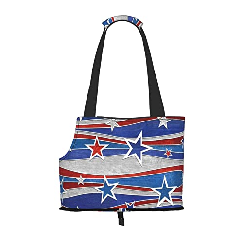 Patriotische Sterne Streifen Independence Day Haustier Reise Handtasche, Hundegeldbörse, Haustier, kleine Hundegeldbörse, tragbar und sicher, bequem und schön. von ASEELO