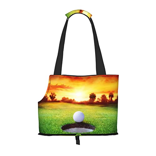 Sport-Golfball, Sonnenuntergang, Baum, Haustier-Reise-Handtasche, Hunde-Geldbörse, Haustier, kleine Hunde-Geldbörse, tragbar und sicher, bequem und schön. von ASEELO