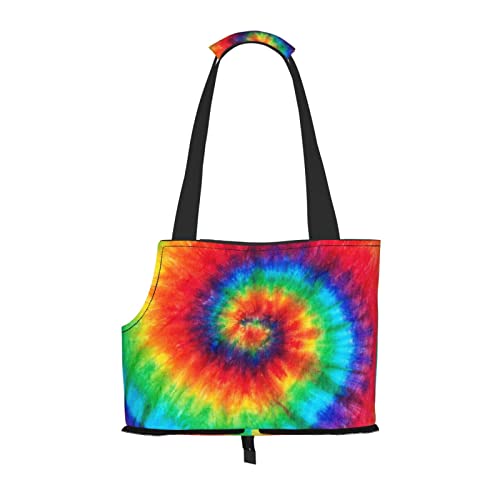 Tie Dye Regenbogen Haustier Schultertasche Haustier Handtasche Tragbare Faltbare Haustier Sling Tragetasche Handtasche für kleine Haustiere Outdoor Einkaufen Reisen von ASEELO