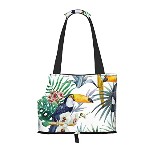 Tropische Blätter Vogel Haustier Schultertasche Haustier Handtasche Tragbare Faltbare Haustier Sling Tragetasche Handtasche für kleine Haustiere Outdoor Einkaufen Reisen von ASEELO