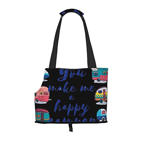 You Make Me Happy Camper Anhänger Haustier Reise Handtasche, Hunde Geldbörse, Geldbörse Haustier, kleine Hundegeldbörse, tragbar und sicher, bequem und schön. von ASEELO