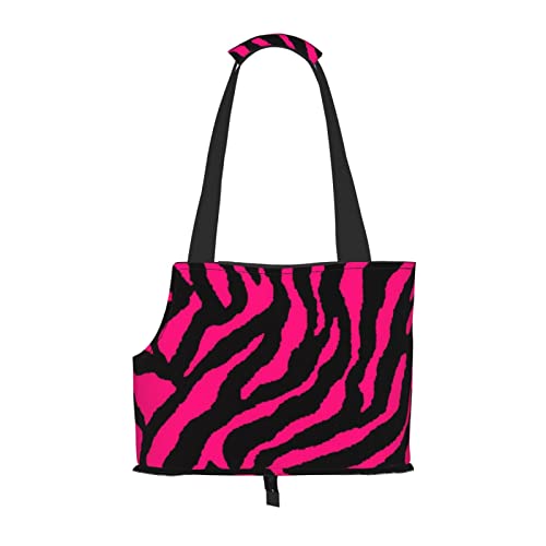 Zebra Tiger Leopard Rosa Haustier Schultertasche Haustier Handtasche Tragbare Faltbare Haustier Sling Tragetasche Handtasche für kleine Haustiere Outdoor Shopping Reisen von ASEELO