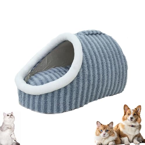 ASELIA Cozy Pet Bed, Cat Bed with Cover Cave, Anti Anxiety Calming Plush Pet Beds, Non-Slip Washable Soft Pet Slipper Cave Bed Sleeping Bag for Small Medium Pets (Blue, 45 * 30 * 25cm) von ASELIA