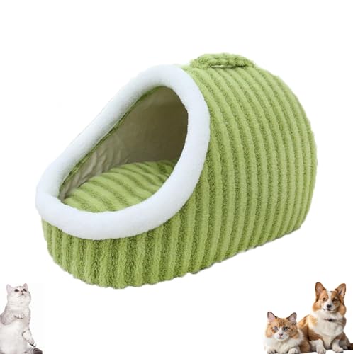 ASELIA Cozy Pet Bed, Cat Bed with Cover Cave, Anti Anxiety Calming Plush Pet Beds, Non-Slip Washable Soft Pet Slipper Cave Bed Sleeping Bag for Small Medium Pets (Green, 45 * 30 * 25cm) von ASELIA