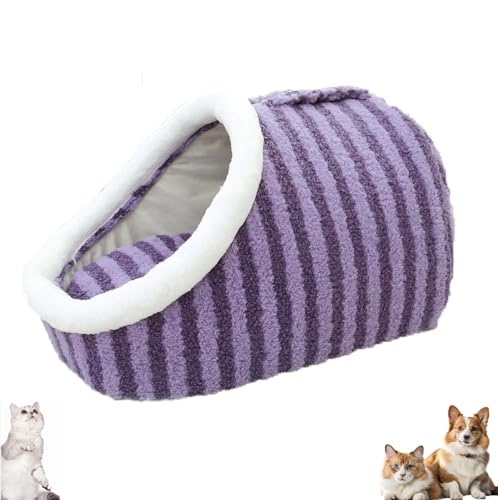 ASELIA Cozy Pet Bed, Cat Bed with Cover Cave, Anti Anxiety Calming Plush Pet Beds, Non-Slip Washable Soft Pet Slipper Cave Bed Sleeping Bag for Small Medium Pets (Purple, 45 * 30 * 25cm) von ASELIA