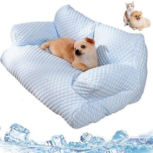 ASELIA Ice Silk Cooling Pet Bed,Large Dogs & Cats Breathable Washable Pet Beds,Summer Anti-Slip Cooling Pad for Cats and Dogs,Removable Funny Fuzzy Ice Silk Pet Bed (Blue, L) von ASELIA